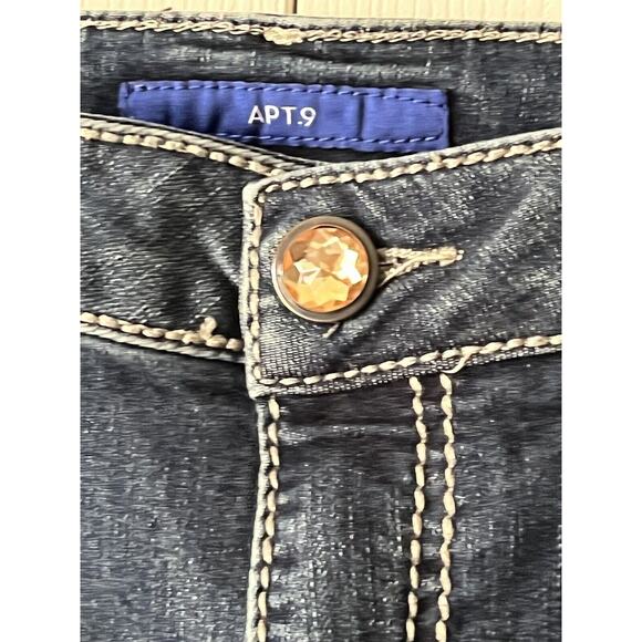 APT 9 Bootcut Jeans womens 20W flare rhinestone bling embroidered pockets - Picture 5 of 12